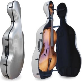 Cello Case Matte White 4/4 Full Size with Wheels Carbon Fiber Material Lightweight and Waterproof,Effective Protection in Kuwait
