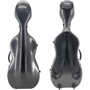 1/2 Size Cello Case - Lightweight Carbon Fiber Cello Box with Wheels, Adjustable Backpack Straps & Strong Textured Black Finish, Durable Travel Protection for 1/2 Cello in Kuwait