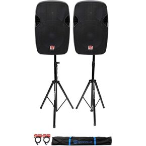 (2) مكبرات صوت DJ PA سلبية مقاس 12 بوصة من Rockville SPGN124 بقدرة 2400 وات + حوامل + كابلات + حقيبة حمل in Kuwait