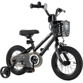 BABY JOY Starry Kids Bike, 12 14 16 18 Inch Bicycle with Training Wheels, Storage Basket, Adjustable Handlebar & Seat, Handbrake & Coaster Brake, Girls Boys Bike in Kuwait