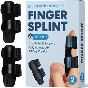 Dr. Frederick's Original Trigger Finger Splint - 2 ct - Mallet Splint & Brace for Arthritis, Injury, & Sprain - Fits Index, Middle, & Ring Fingers - Adjustable for All-Day Comfort - Doctor-Developed in Kuwait