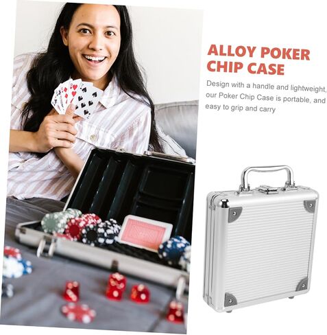 Large Capacity Alloy Poker Chip Case with Handle Portable Poker Cards Carrying Box with Compartment Organizer Cards and Dice Storage in Saudi Arabia