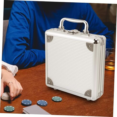 Large Capacity Alloy Poker Chip Case with Handle Portable Poker Cards Carrying Box with Compartment Organizer Cards and Dice Storage in Saudi Arabia