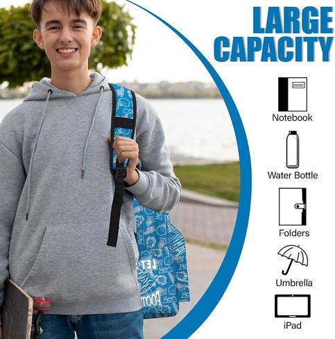 Football Backpack for Team Fans, Football Gifts for Men Women, Sport Style Backpack, Large Capacity Laptop Bag for Gym Travel Hiking in Saudi Arabia