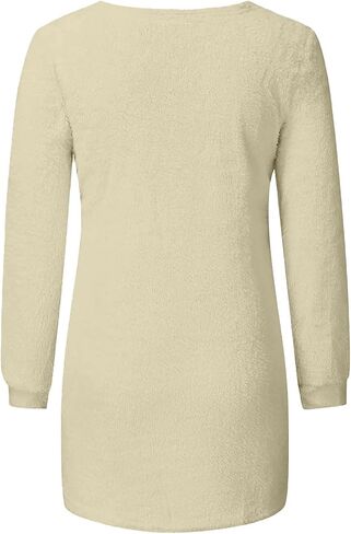 Tunic Sweaters for Women Plus Size Cozy Fuzzy Fleece Pullover Sweater V Neck Soft Warm Lounge Top Fall Winter Clothes in Saudi Arabia