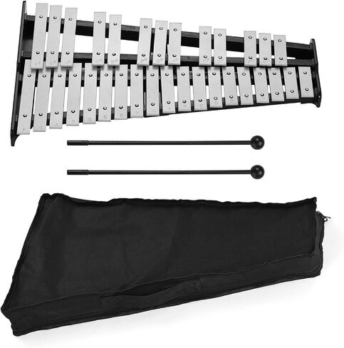 32 Note Glockenspiel Bell Kit Wooden Base Aluminum Bars Percussion Instrument with Bag for Adults with Mallets in Saudi Arabia
