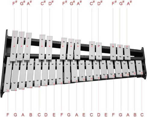 ملاحظة إكسيليفون التعليمية Glockenspiel قضبان ألومنيوم صلبة على قاعدة خشبية! أداة قرع مثالية للأطفال والكبار تأتي مع مطرقة وحقيبة حمل in Kuwait