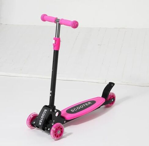 Scooter for Kids 3-5 5-7,Light up 3 Wheels Kick Scooter,Heavy Duty Folding Lean-to-Steer Scooters with 3 Adjustable Handlebar for Boys Girls, Widen Anti-Slip Deck, Rear Break, Holds up to 150Lbs in Kuwait