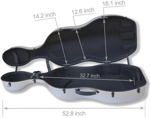 Cello Case Matte White 4/4 Full Size with Wheels Carbon Fiber Material Lightweight and Waterproof,Effective Protection in Kuwait