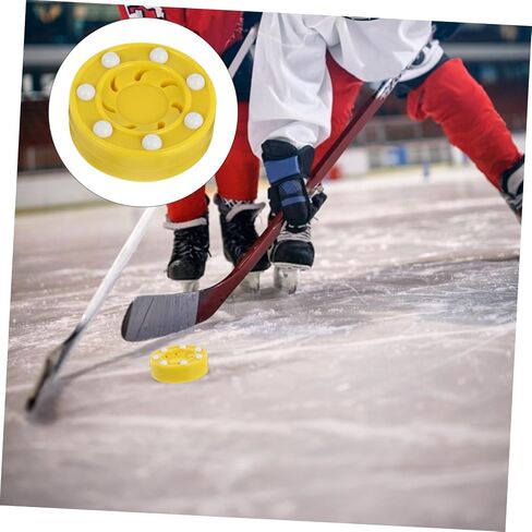 Roller Hockey Game Puck for Training and Competition Flat Dry Land Hockey Ball Smooth Surface for Accurate Powerful Shots Suitable for Adult Practice and Professional Use Yellow in Saudi Arabia