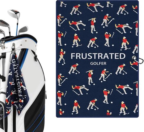 Microfiber Golf Towels (16" X 24") with Carabiner Clip, Waffle Pattern Golf Towel Hook and Loop Fastener, Golf Club Towel, Premium Golf Accessories, Gift for Men, Golfers, Dad, Bag (Navy Blue) in Saudi Arabia