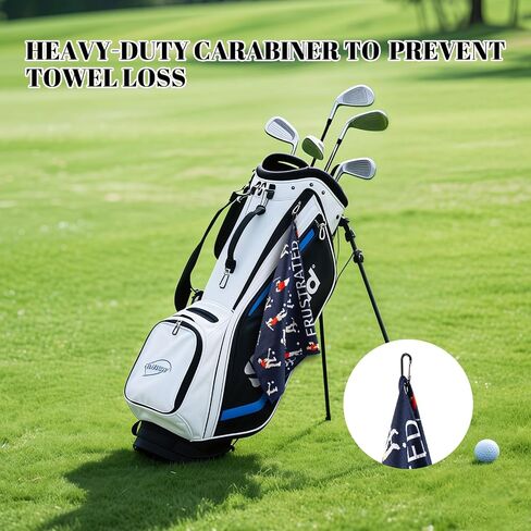 Microfiber Golf Towels (16" X 24") with Carabiner Clip, Waffle Pattern Golf Towel Hook and Loop Fastener, Golf Club Towel, Premium Golf Accessories, Gift for Men, Golfers, Dad, Bag (Navy Blue) in Saudi Arabia