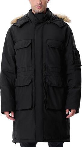 Men's Winter Down Coat Waterproof Heavyweight Hooded Parker Jacket for Men with Multi-Pockets in Saudi Arabia