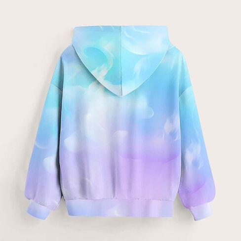 Girls Teen Cute Gradient Color Hoodies Oversized Trendy Preppy Sweatshirts Long Sleeve Tops Fall Hooded With Pockets in Saudi Arabia