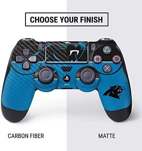 Skinit Decal Gaming Skin Compatible with PS4 Controller - Officially Licensed NFL Carolina Panthers Design in Saudi Arabia