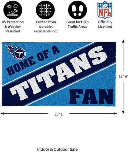 سجادة باب رياضية مرخصة رسميًا مقاس 28 × 16 بوصة من Team Sports America Tennessee Titans، سجادة لمحبي الرياضات الداخلية والخارجية مقاس 28 × 16 بوصة in Saudi Arabia