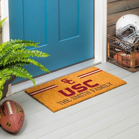 Team Sports America NCAA University of Southern California Coir Doormat 60"x24", Officially Licensed Team Logo, Extra Large Front Door Mat, Non-Slip Welcome Mat for Double Doors Porch Patio in Saudi Arabia
