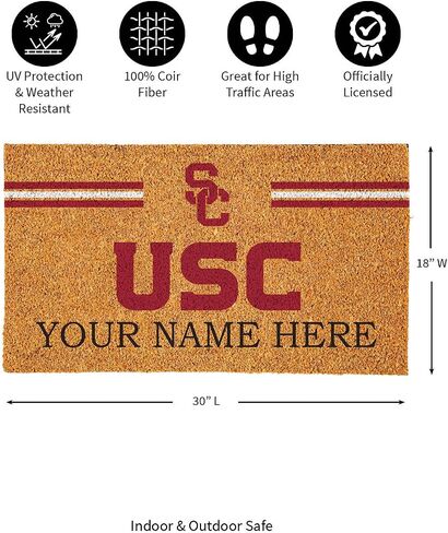 Team Sports America NCAA University of Southern California Coir Doormat 60"x24", Officially Licensed Team Logo, Extra Large Front Door Mat, Non-Slip Welcome Mat for Double Doors Porch Patio in Saudi Arabia