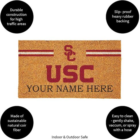 Team Sports America NCAA University of Southern California Coir Doormat 60"x24", Officially Licensed Team Logo, Extra Large Front Door Mat, Non-Slip Welcome Mat for Double Doors Porch Patio in Saudi Arabia
