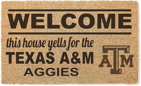 KH Sports Fan Texas A&M Aggies Welcome Coir ممسحة، 18x30 بوصة، سجادة Aggies الخارجية؛ أظهر روح فريقك مع ممسحة أرجل Texas A&M Aggies الفريدة هذه in Saudi Arabia