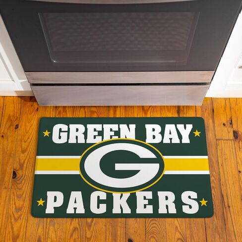 NFL Green Bay Packers Indoor Entrance Mat, 30"x18" Anti-Fatigue Kitchen Mats and Rugs, Non Slip Backing, PVC Waterproof Ergonomic Comfort Mat for Entryway, Kitchen, Man Cave, Office, Sink, Laundry in Saudi Arabia