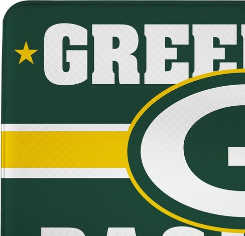 NFL Green Bay Packers Indoor Entrance Mat, 30"x18" Anti-Fatigue Kitchen Mats and Rugs, Non Slip Backing, PVC Waterproof Ergonomic Comfort Mat for Entryway, Kitchen, Man Cave, Office, Sink, Laundry in Saudi Arabia