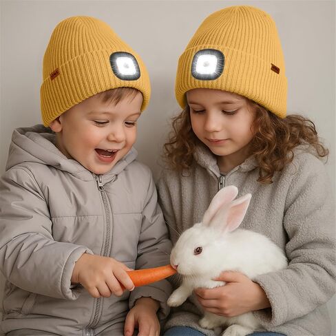 ATNKE Kids LED Lighted Beanie Cap,USB Rechargeable 4 LED Running Headlamp Lined Fleece Hat Light Gift for Boys and Girls in Saudi Arabia
