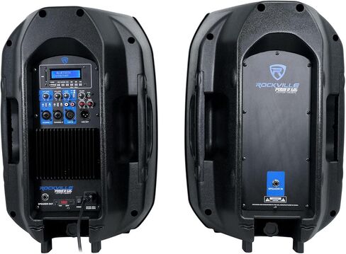 Rockville Karaoke System Bundle: RPG122K Dual 12" Powered Speakers, RCDR10B Dual RCA Cable, RNRMR10 3.5mm to Dual RCA Cable, RWM1203VH VHF Wireless Mic System, 4-Items in Kuwait