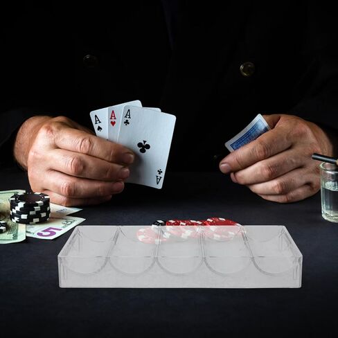 Yardwe Acrylic Poker Chip Tray Holder Multi-Grid 100 Chips Storage Design for Game Night Supplies in Kuwait