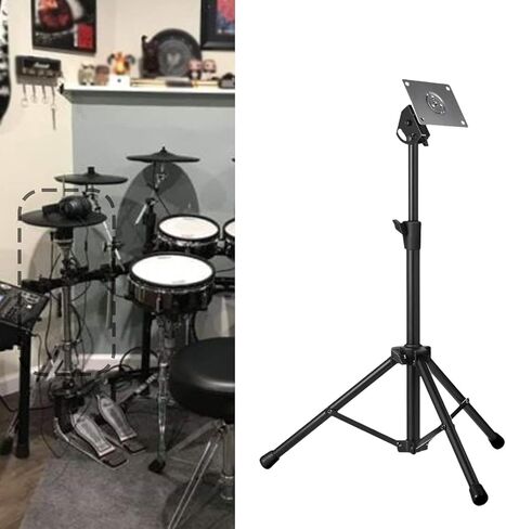 Electronic Mounting Stand with Plate Mount Holder Metal Compact Multi Pads Electronic Drum Module Height Adjustable Black in Kuwait