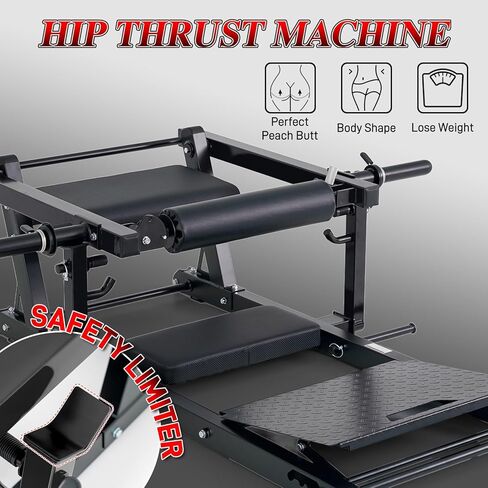 Hip Thrust Machine, 800LBS Plate-Loaded Glute Bridge Machine with Weight Holder, Heavy Duty Butt Exercise Equipment with Adjustable Footboard, Butt Workout Equipment for Home Gym Strength Training in Saudi Arabia