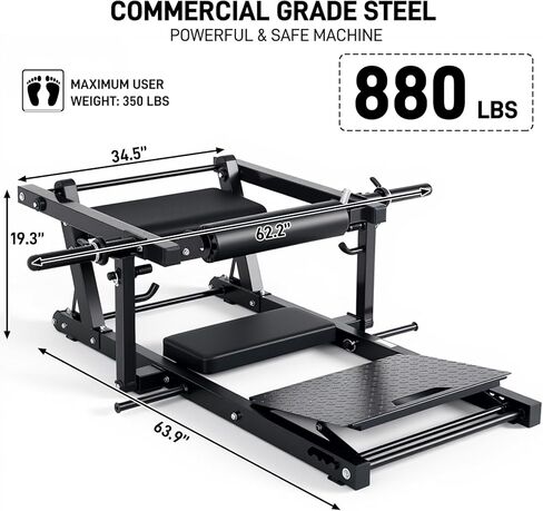 Hip Thrust Machine, 800LBS Plate-Loaded Glute Bridge Machine with Weight Holder, Heavy Duty Butt Exercise Equipment with Adjustable Footboard, Butt Workout Equipment for Home Gym Strength Training in Saudi Arabia