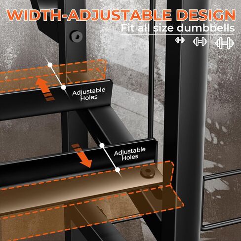 رف وزن قابل للتعديل مقاس XL للدمبل - رف تخزين لوحة ممتص للصدمات مع 3 رفوف بار أولمبية، حامل وزن رف الدمبل، رف تخزين الصالة الرياضية المنزلية لأجراس الكيتل بيل، سجادة اليوغا in Kuwait