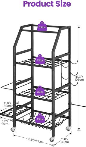 Homeiju Dumbbell Rack, Weight Rack for Home Gym, Yoga Mat Storage Holder with Lockable Wheels, Dumbbell Stand with Hooks, All in One Work out Equipment Storage for Yoga Mat Dumbbell and Balls in Saudi Arabia