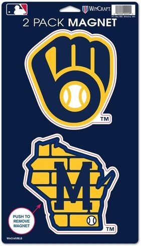 WinCraft MLB Milwaukee Brewers WCR62493014 Magnets (2 Pack), 5" x 9" in Saudi Arabia