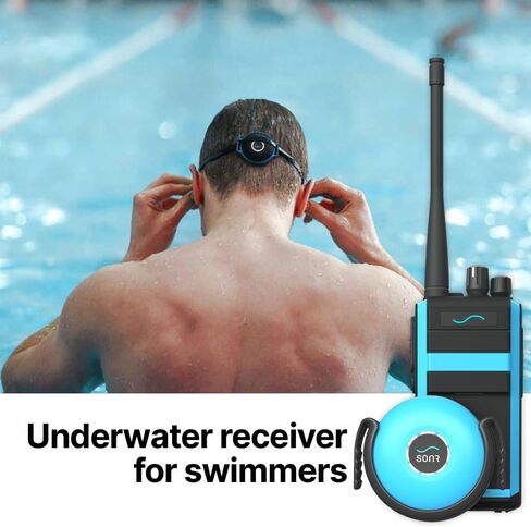 حزمة 2 في 1 SONR Swim Coach Communicator، مقاومة للماء، مجموعة السباحة تحت الماء، توصيل العظام، التدريب في الوقت الحقيقي، سماعة رأس لاسلكية وحقيبة تخزين in Kuwait