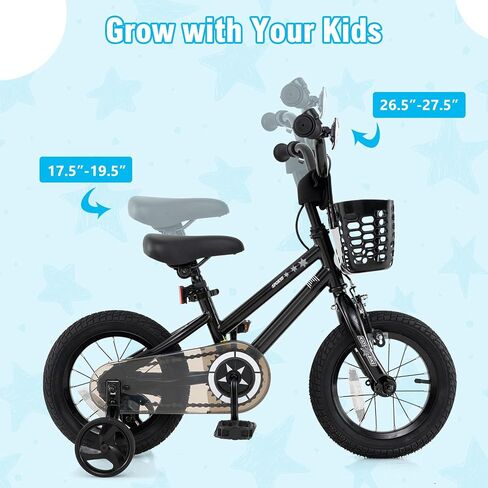 BABY JOY Starry Kids Bike, 12 14 16 18 Inch Bicycle with Training Wheels, Storage Basket, Adjustable Handlebar & Seat, Handbrake & Coaster Brake, Girls Boys Bike in Saudi Arabia
