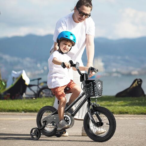 BABY JOY Starry Kids Bike, 12 14 16 18 Inch Bicycle with Training Wheels, Storage Basket, Adjustable Handlebar & Seat, Handbrake & Coaster Brake, Girls Boys Bike in Saudi Arabia