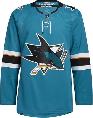 adidas Mens San Jose Sharks NHL Primegreen Authentic Home Jersey, Teal in Saudi Arabia