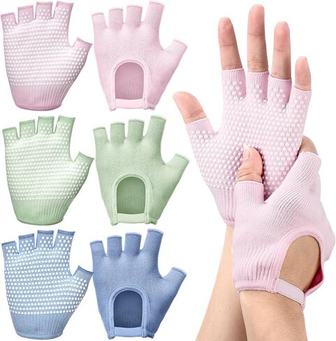 Silicone Yoga Gloves for Women Non Slip Fingerless Pilates Gloves for Gym Exercise Workout Weight Training Mitten One Size Fits Most Women Men in Saudi Arabia