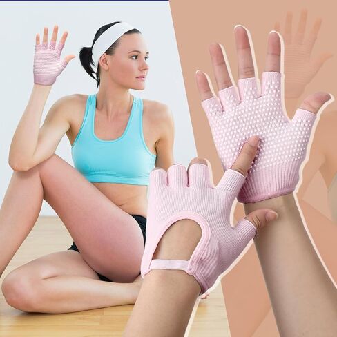 Silicone Yoga Gloves for Women Non Slip Fingerless Pilates Gloves for Gym Exercise Workout Weight Training Mitten One Size Fits Most Women Men in Saudi Arabia