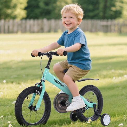 MEGHNA 2 in 1 Toddler Balance Bike 14 inch Wheel Kids Bike Aged 3-7 Years Old with Footrest Detachable Training Wheels Caliper and Coaster Brake Strider Bike for Boys Girls, Easy to Assembly in Saudi Arabia
