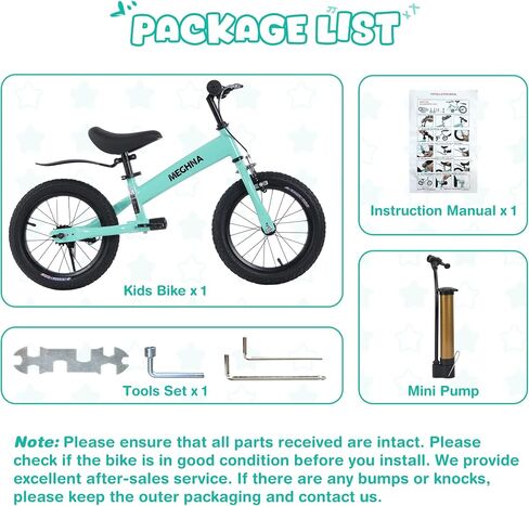 MEGHNA 2 in 1 Toddler Balance Bike 14 inch Wheel Kids Bike Aged 3-7 Years Old with Footrest Detachable Training Wheels Caliper and Coaster Brake Strider Bike for Boys Girls, Easy to Assembly in Saudi Arabia
