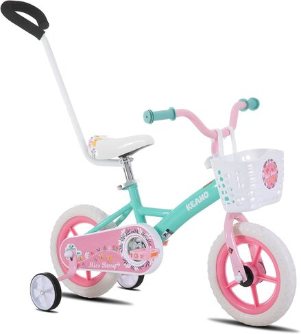 KEANO Voyager 10 12 Inch Kids Bike for Boys and Girls Ages 1-4 Years, Toddler Bike with Training Wheels & Basket, Detachable Parent Push Handle, Children Bicycle in Saudi Arabia