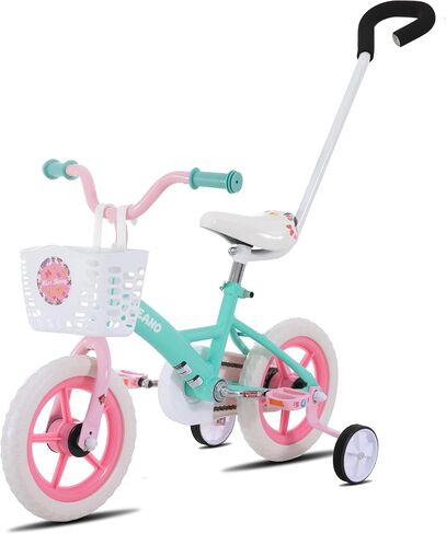 KEANO Voyager 10 12 Inch Kids Bike for Boys and Girls Ages 1-4 Years, Toddler Bike with Training Wheels & Basket, Detachable Parent Push Handle, Children Bicycle in Saudi Arabia