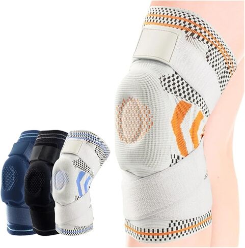 وسادة الكوع قطعة واحدة من الأكمام الضاغطة لدعامة الركبة مع وسادة جل الرضفة ومثبتات جانبية تدعم ضمادة حماية الكوع (رمادي برتقالي، مقاس XL) in Kuwait