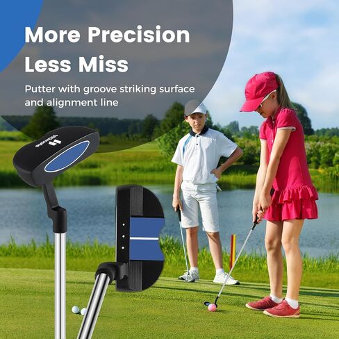Goplus Junior Complete Golf Clubs Set for Kids, Right Hand Golf Clubs w/Stand Bag, 165CC #3 Fairway, #7 & #9 Irons, Putter, Head Cover, Rain Hood, Boys Girls Aged 8-10,11-13 in Saudi Arabia