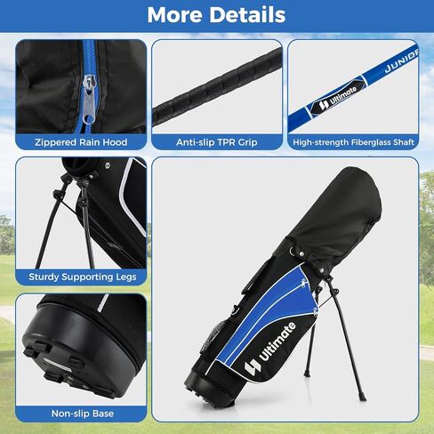 Goplus Junior Complete Golf Clubs Set for Kids, Right Hand Golf Clubs w/Stand Bag, 165CC #3 Fairway, #7 & #9 Irons, Putter, Head Cover, Rain Hood, Boys Girls Aged 8-10,11-13 in Saudi Arabia