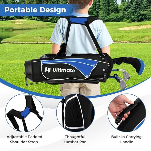 Goplus Junior Complete Golf Clubs Set for Kids, Right Hand Golf Clubs w/Stand Bag, 165CC #3 Fairway, #7 & #9 Irons, Putter, Head Cover, Rain Hood, Boys Girls Aged 8-10,11-13 in Saudi Arabia