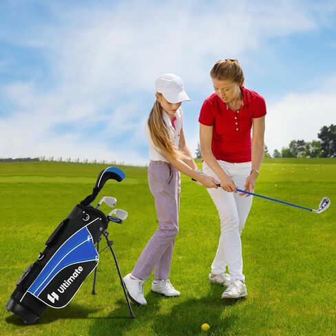 Goplus Junior Complete Golf Clubs Set for Kids, Right Hand Golf Clubs w/Stand Bag, 165CC #3 Fairway, #7 & #9 Irons, Putter, Head Cover, Rain Hood, Boys Girls Aged 8-10,11-13 in Saudi Arabia